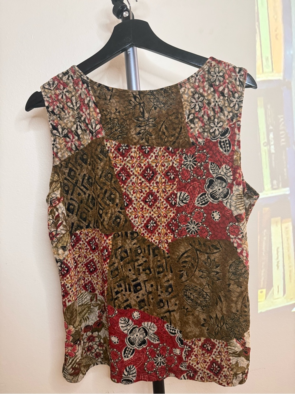 White Stag Patchwork Floral Tank Top in Red, Olive & Cream - Picture 6 of 7